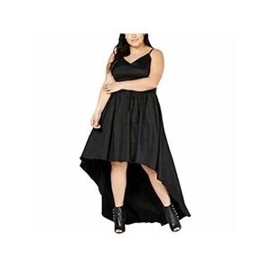 B Darlin Women's Plus Taffeta Hi Low Formal Dress Black Size 20